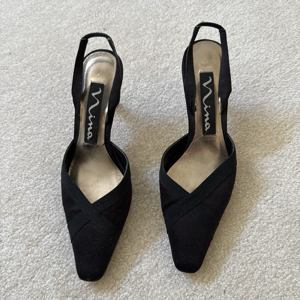 Nina Black Slingback Heels for Women